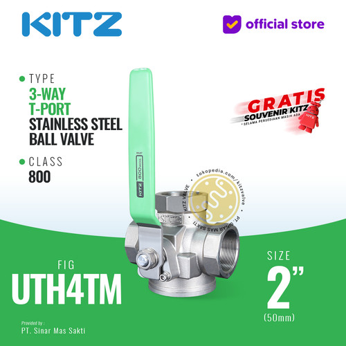 [EZR.2200142] 3-Way Ball Valve SUS KITZ Fig. UTH4TM , 2" - 50mm, Drat / Screw