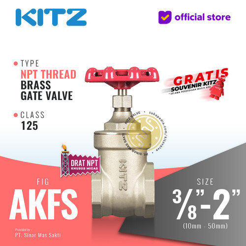 [EZR.2200143] NPT Gate Valve Brass KITZ Fig. 125 AKFS , Drat Kasar