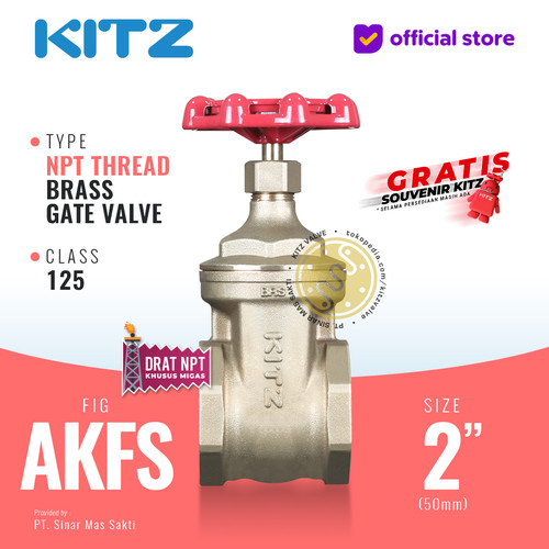 [EZR.2200144] NPT Gate Valve Brass KITZ Fig. 125 AKFS , 2" - 50A - 50mm , Screw