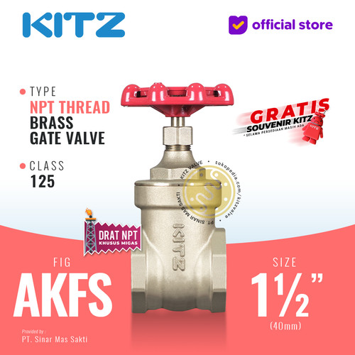 [EZR.2200145] NPT Gate Valve Brass KITZ Fig. 125 AKFS , 1 1/2" - 40A - 40mm , Screw