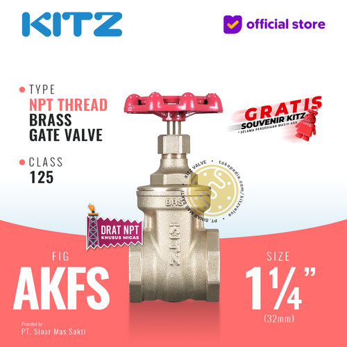 [EZR.2200146] NPT Gate Valve Brass KITZ Fig. 125 AKFS , 1 1/4" - 32A - 32mm , Screw