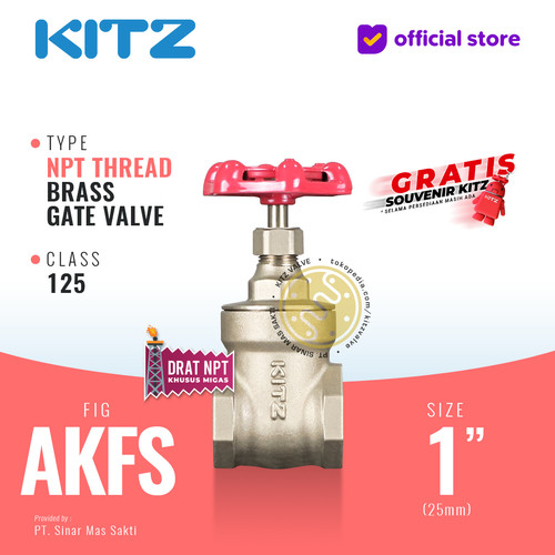 [EZR.2200147] NPT Gate Valve Brass KITZ Fig. 125 AKFS , 1" - 25A - 25mm , Screw