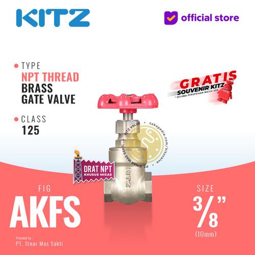 [EZR.2200150] NPT Gate Valve Brass KITZ Fig. 125 AKFS , 3/8" - 10A - 10mm , Screw