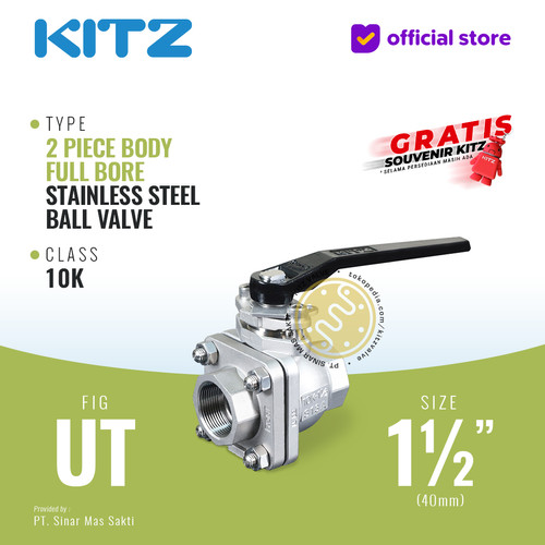 [EZR.2200156] Ball Valve Full Bore SUS KITZ Fig. 10 UT , 1 1/2" - 40mm, Drat / Screw