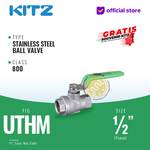 [EZR.2200188] Ball Valve SUS KITZ Fig. 800 UTHM , 1/2" - 15A - 15mm , Drat / Screw