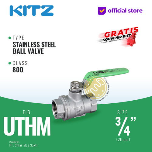 [EZR.2200189] Ball Valve SUS KITZ Fig. 800 UTHM , 3/4" - 20A - 20mm , Drat / Screw