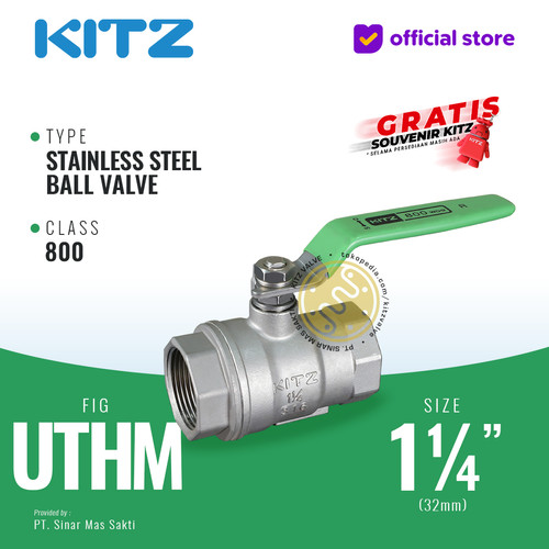 [EZR.2200191] Ball Valve SUS KITZ Fig. 800 UTHM , 1 1/4" - 32A - 32mm , Drat / Screw