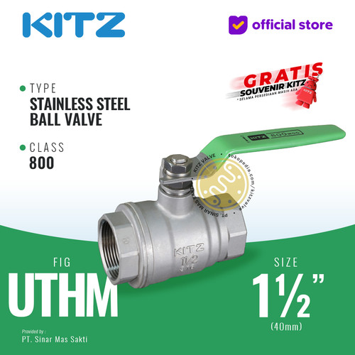 [EZR.2200192] Ball Valve SUS KITZ Fig. 800 UTHM , 1 1/2" - 40A - 40mm , Drat / Screw