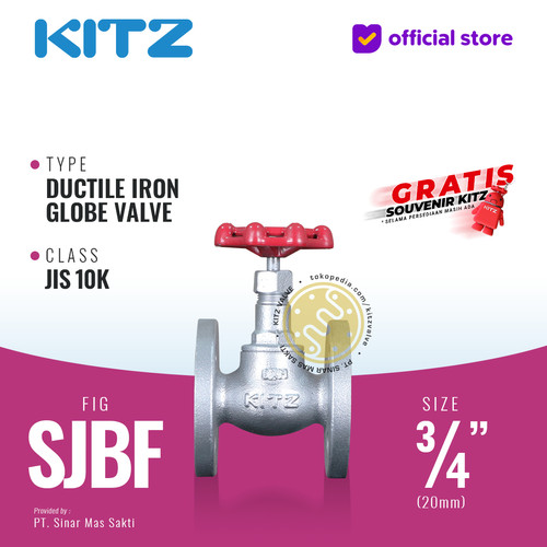 [EZR.2200203] Globe Valve Ductile KITZ Fig. 10 SJBF , 3/4" - 20A - 20mm , Flange 10K