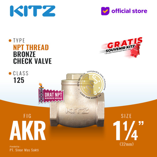 [EZR.2200214] NPT Klep Tabok / Check Valve KITZ Fig. 125 AKR , 1 1/4" - 32mm , Drat
