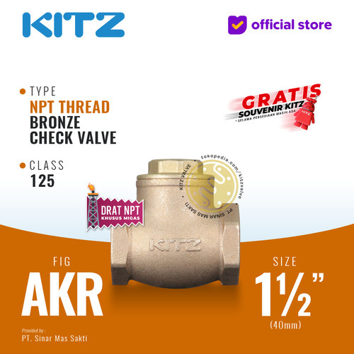 [EZR.2200215] NPT Klep Tabok / Check Valve KITZ Fig. 125 AKR , 1 1/2" - 40mm , Drat
