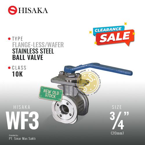 [EZR.2200232] Ball Valve Flange-Less / Wafer , HISAKA Fig. WF3 , 3/4" - 20A - 20mm