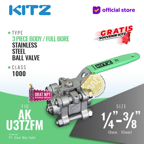 [EZR.2200246] Ball Valve 3-Piece SUS316 KITZ Fig. 1000 AKU3TZFM , Drat / Screw NPT