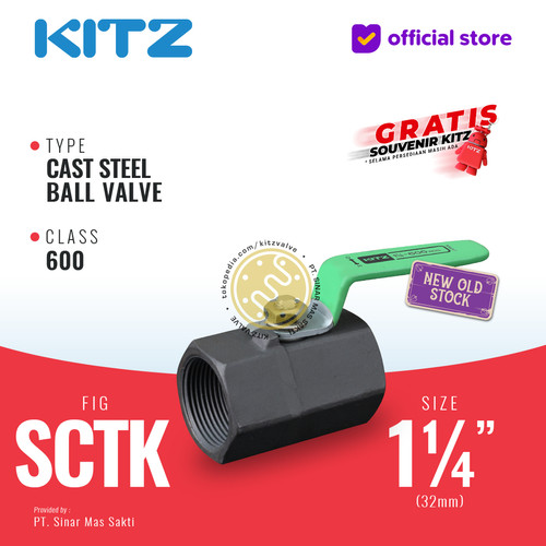 [EZR.2200250] Ball Valve Carbon Steel KITZ Fig. 600 SCTK, 1 1/4" - 32A - 32mm , Drat