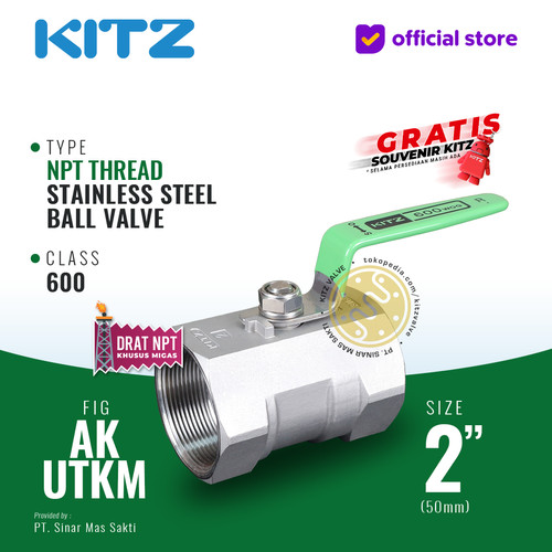 [EZR.2200276] Ball Valve NPT SUS KITZ Fig. 600 AKUTKM , 2" - 50A - 50mm , Drat Kasar