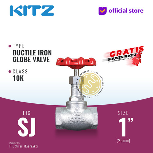 [EZR.2200303] Globe Valve Ductile KITZ Fig. 10 SJ , 1" - 25A - 25mm , Drat / Screw