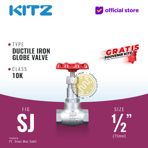 [EZR.2200305] Globe Valve Ductile KITZ Fig. 10 SJ , 1/2" - 15A - 15mm , Drat / Screw