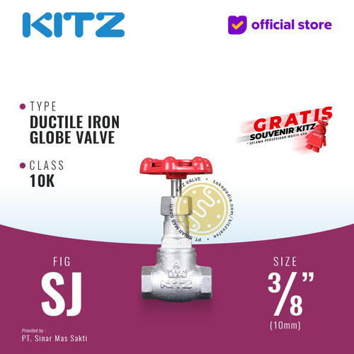 [EZR.2200306] Globe Valve Ductile KITZ Fig. 10 SJ , 3/8" - 10A - 10mm , Drat / Screw