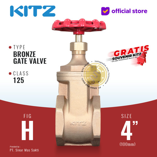 [EZR.2200316] KITZ Bronze Gate Valve Fig. 125 H , 4" - 100A - 100mm , Drat / Screw