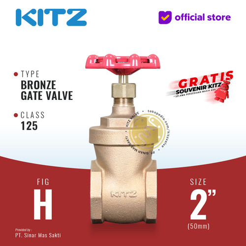 [EZR.2200319] KITZ Bronze Gate Valve Fig. 125 H , 2" - 50A - 50mm , Drat / Screw