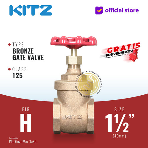 [EZR.2200320] KITZ Bronze Gate Valve Fig. 125 H , 1 1/2" - 40A - 40mm , Drat / Screw