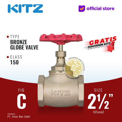 [EZR.2200328] KITZ Bronze Globe Valve Fig. 150 C , 2 1/2" - 65mm , Drat / Screw