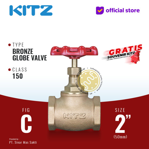 [EZR.2200329] KITZ Bronze Globe Valve Fig. 150 C , 2" - 50A - 50mm , Drat / Screw