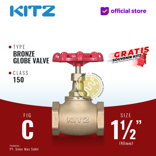 [EZR.2200330] KITZ Bronze Globe Valve Fig. 150 C , 1 1/2" - 40mm , Drat / Screw