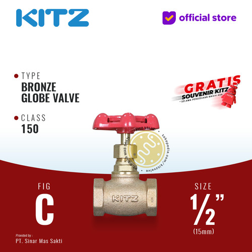 [EZR.2200334] KITZ Bronze Globe Valve Fig. 150 C , 1/2" - 15A - 15mm , Drat / Screw