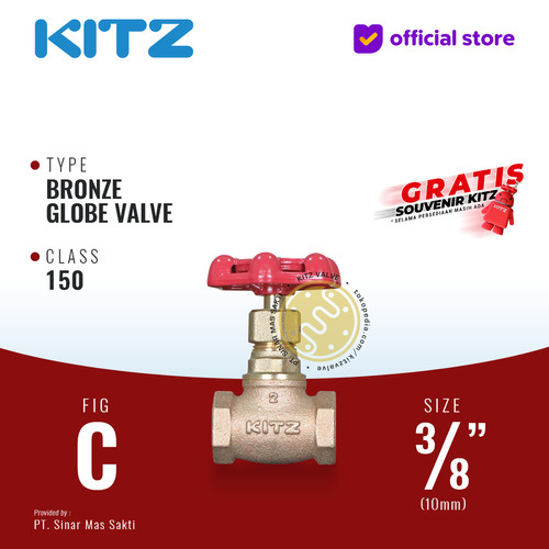 [EZR.2200335] KITZ Bronze Globe Valve Fig. 150 C , 3/8" - 10A - 10mm , Drat / Screw