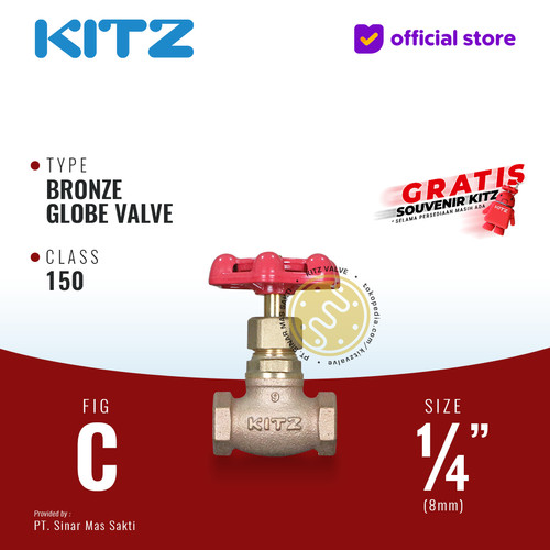[EZR.2200336] KITZ Bronze Globe Valve Fig. 150 C , 1/4" - 8A - 8mm , Drat / Screw