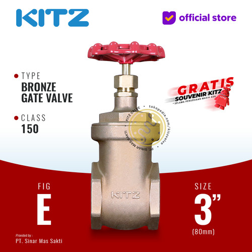 [EZR.2200337] KITZ Bronze Gate Valve Fig. 150 E , 3" - 80A - 80mm , Drat / Screw