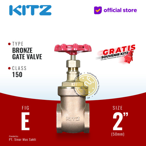 [EZR.2200339] KITZ Bronze Gate Valve Fig. 150 E , 2" - 50A - 50mm , Drat / Screw
