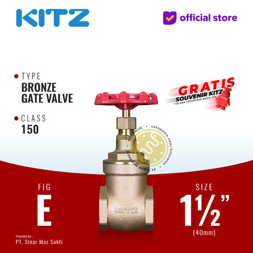 [EZR.2200340] KITZ Bronze Gate Valve Fig. 150 E , 1 1/2" - 40A - 40mm , Drat / Screw