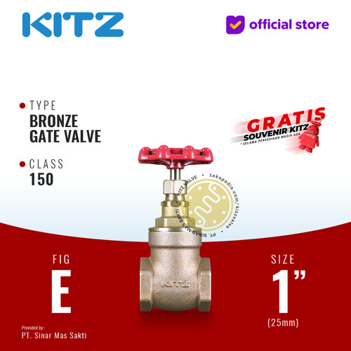 [EZR.2200342] KITZ Bronze Gate Valve Fig. 150 E , 1" - 25A - 25mm , Drat / Screw