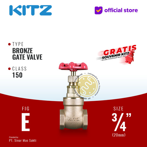 [EZR.2200343] KITZ Bronze Gate Valve Fig. 150 E , 3/4" - 20A - 20mm , Drat / Screw