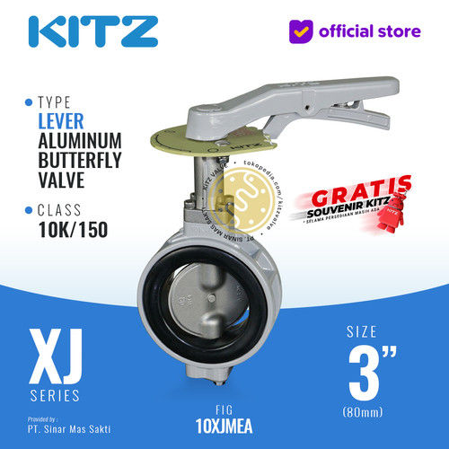 [EZR.2200351] KITZ Aluminum Butterfly Valve Fig. 10XJMEA , 3" - 80A - 80mm , LEVER