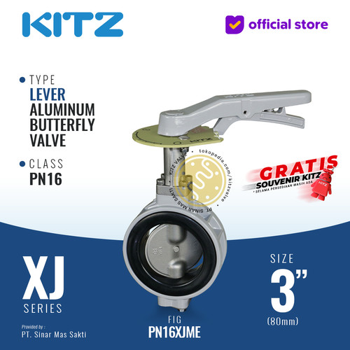 [EZR.2200359] Butterfly Valve Aluminum KITZ Fig. PN16XJME , 3" - 80A - 80mm , LEVER