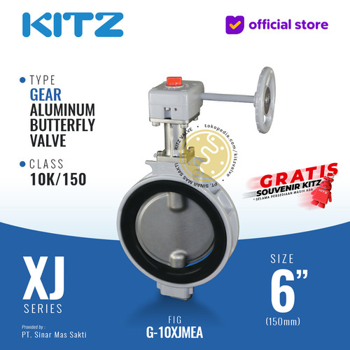 [EZR.2200365] Butterfly Valve Aluminum KITZ Fig. G-10XJMEA , 6" - 150A - 150mm, GEAR
