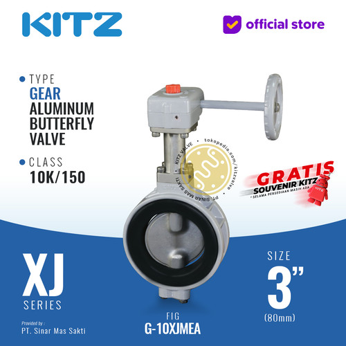 [EZR.2200368] Butterfly Valve Aluminum KITZ Fig. G-10XJMEA , 3" - 80A - 80mm , GEAR