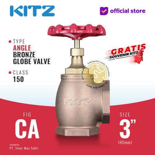[EZR.2200370] KITZ Angle Globe Valve Fig. 150 CA , 3" - 80A - 80mm , Drat / Screw