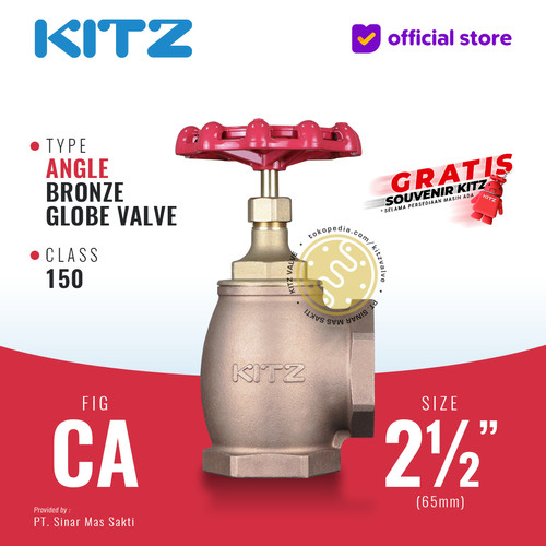 [EZR.2200371] KITZ Angle Globe Valve Fig. 150 CA , 2 1/2" - 65mm , Drat / Screw