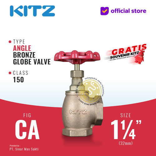 [EZR.2200374] KITZ Angle Globe Valve Fig. 150 CA , 1 1/4" - 32mm , Drat / Screw