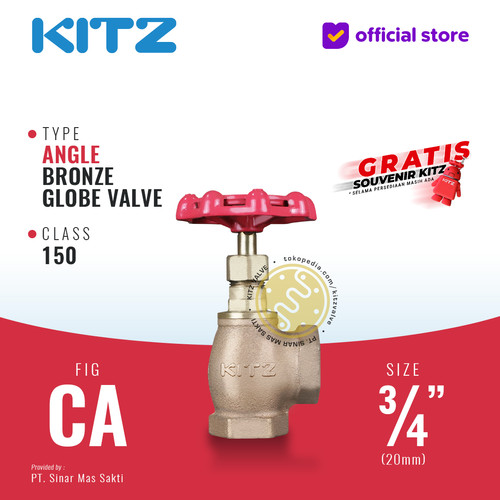 [EZR.2200376] KITZ Angle Globe Valve Fig. 150 CA , 3/4" - 20A - 20mm , Drat / Screw