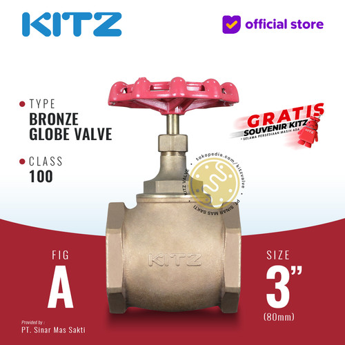 [EZR.2200381] KITZ Bronze Globe Valve Fig. 100 A , 3" - 80A - 80mm , Drat / Screw