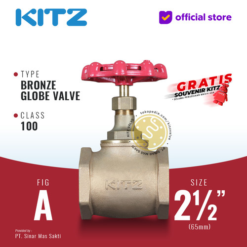 [EZR.2200382] KITZ Bronze Globe Valve Fig. 100 A , 2 1/2" - 65mm , Drat / Screw