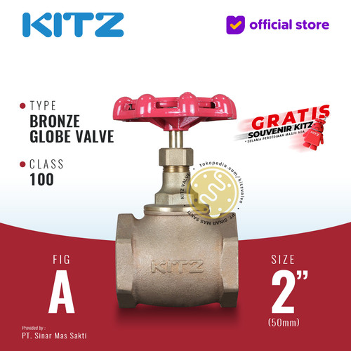 [EZR.2200383] KITZ Bronze Globe Valve Fig. 100 A , 2" - 50A - 50mm , Drat / Screw