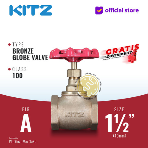 [EZR.2200384] KITZ Bronze Globe Valve Fig. 100 A , 1 1/2" - 40mm , Drat / Screw