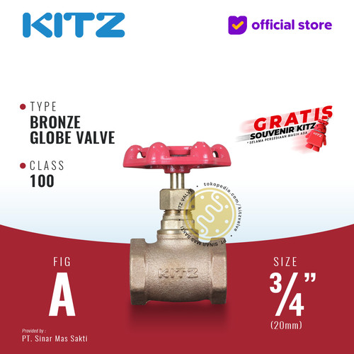 [EZR.2200387] KITZ Bronze Globe Valve Fig. 100 A , 3/4" - 20A - 20mm , Drat / Screw