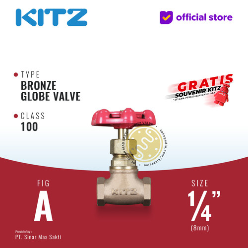 [EZR.2200390] KITZ Bronze Globe Valve Fig. 100 A , 1/4" - 8A - 8mm , Drat / Screw